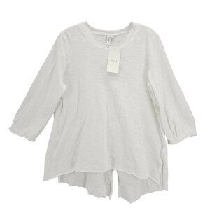 NWT KLEEN White 100% Cotton Tee Swing Top Lagenlook Laundered Slits SMALL